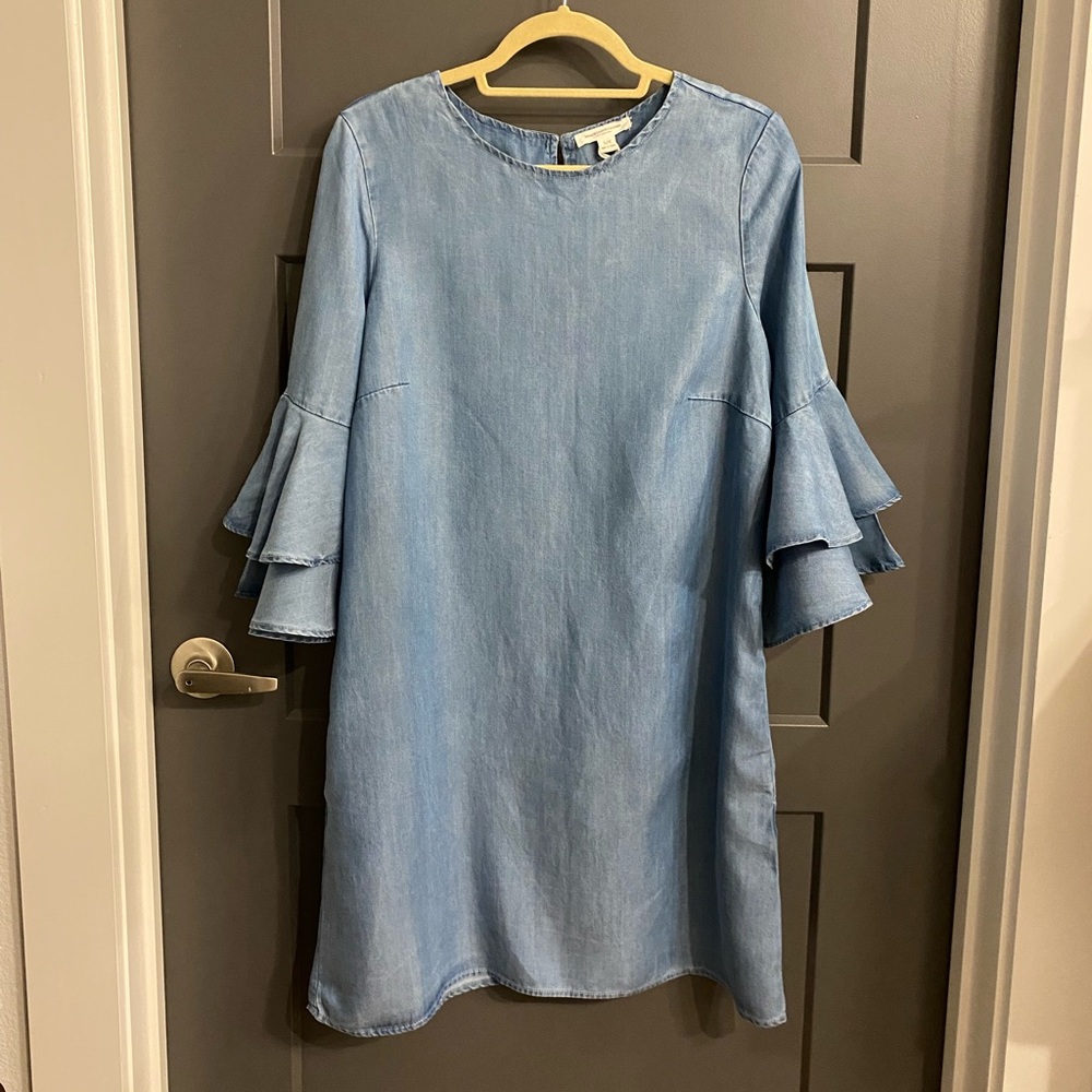 Soft “Denim” Bell Sleeve Dress